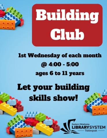 building club first wednesday of the month all ages welcome