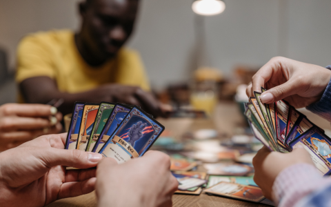 teens playing cards