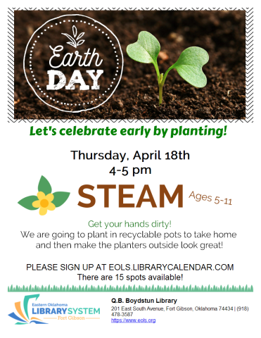 Flyer for STEAM on April 18th