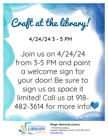 Join us on 4/42/42 from 3-5 PM for a fun adult craft!