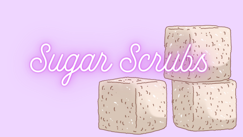 White sugar cubes with the text "sugar scrubs"