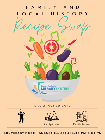 Poster for a Family and Local history recipe swap featuring a salad