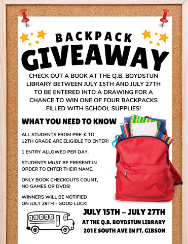 Backpack Giveaway Flyer