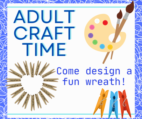 Adult craft with clip art of clothes pin and paint pallet 