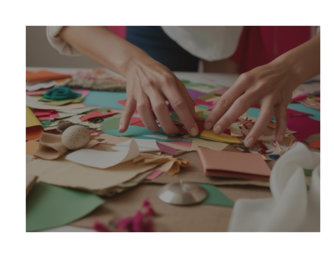 A person making a collage