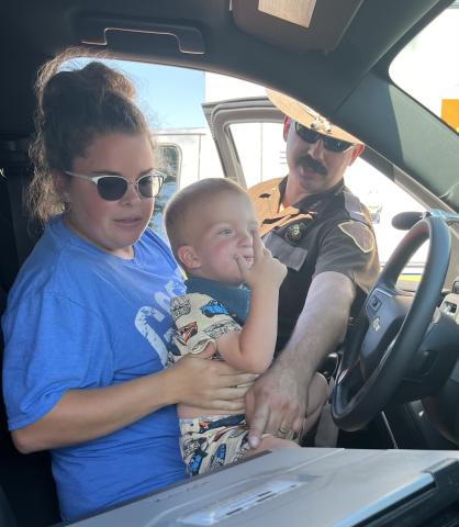 Mom and child in vehicle