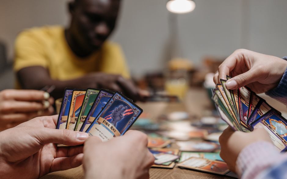 teens playing cards