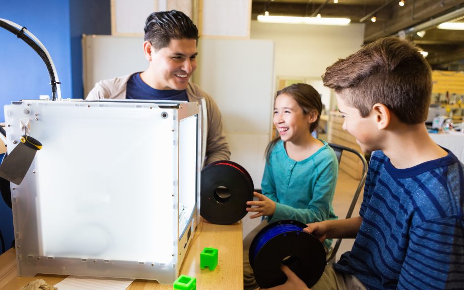 youth using 3d printer