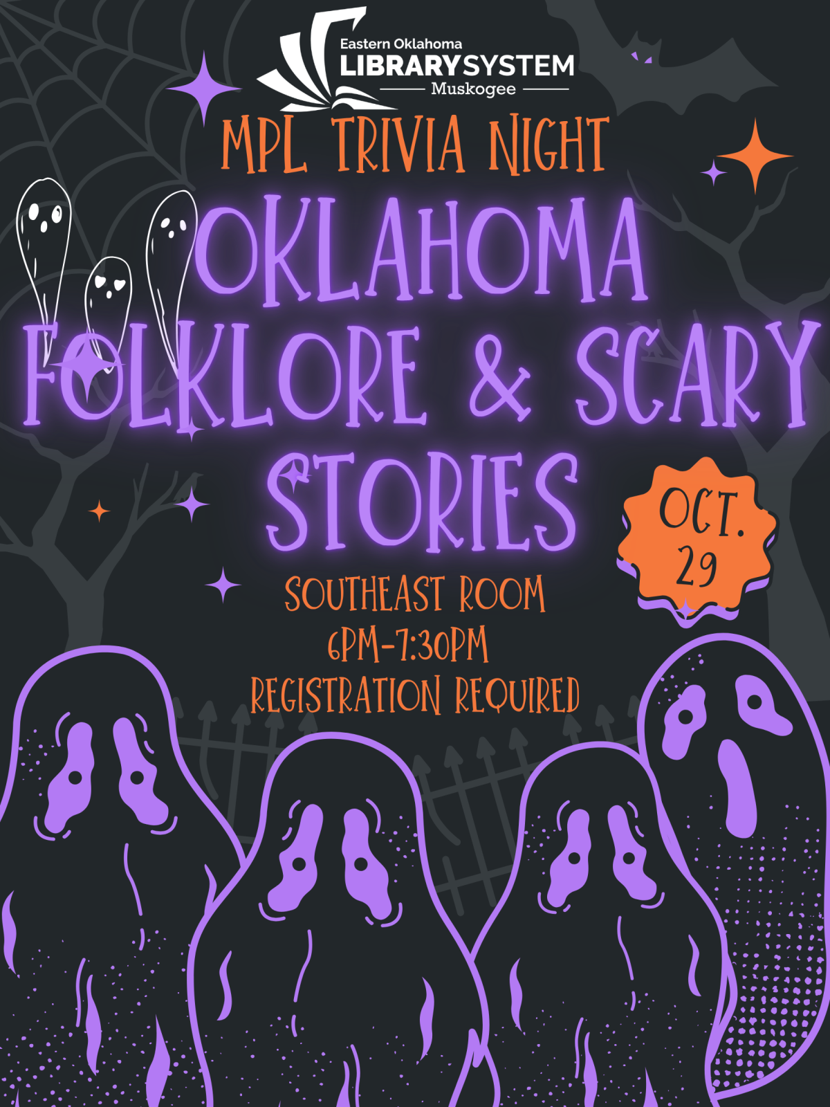 Poster advertising MPL Trivia Night: Halloween