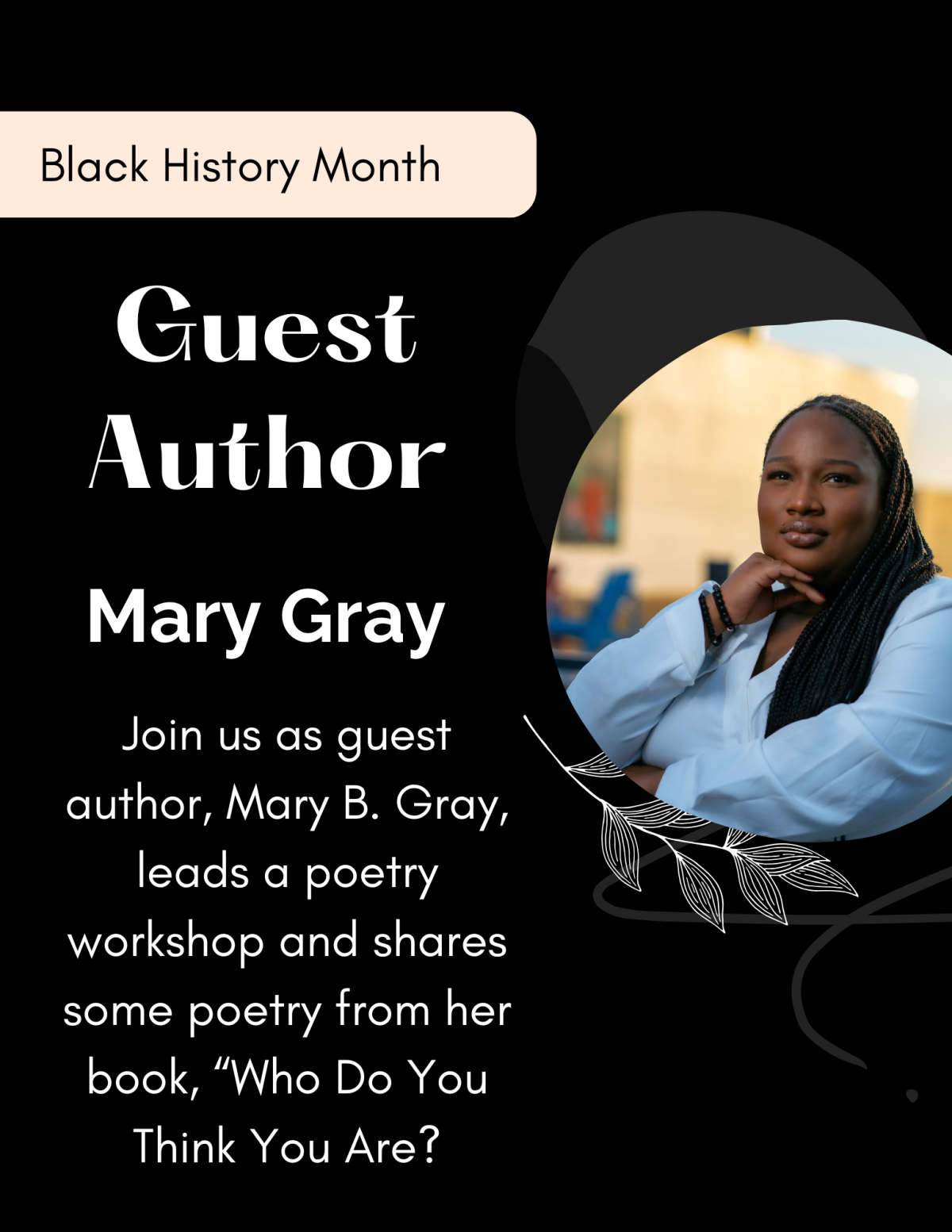 Poster promoting Author Mary Gray